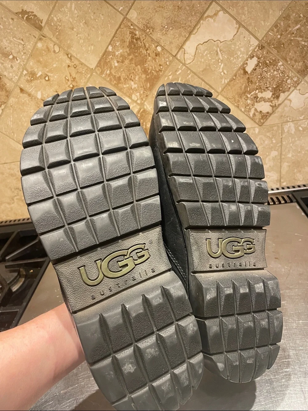 UGG Men's Black Leather Slip-On Loafers